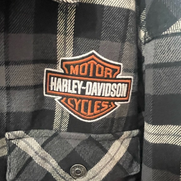 Harley-Davidson Black and Gray Checkered Shirt - Picture 6 of 7